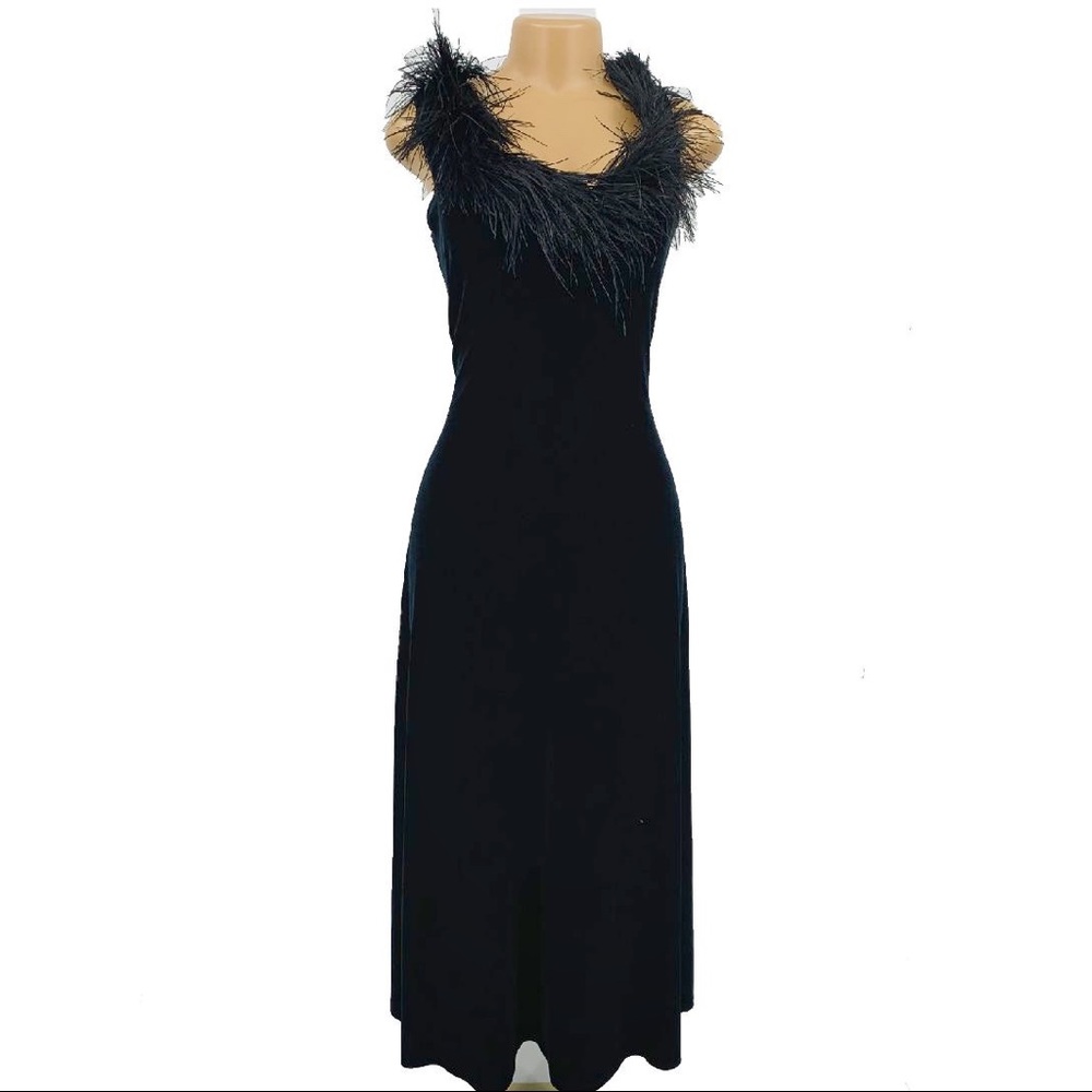 Vintage Jeffrey & Dara Ostrich Feather Velvet Gown - Picture 3 of 7